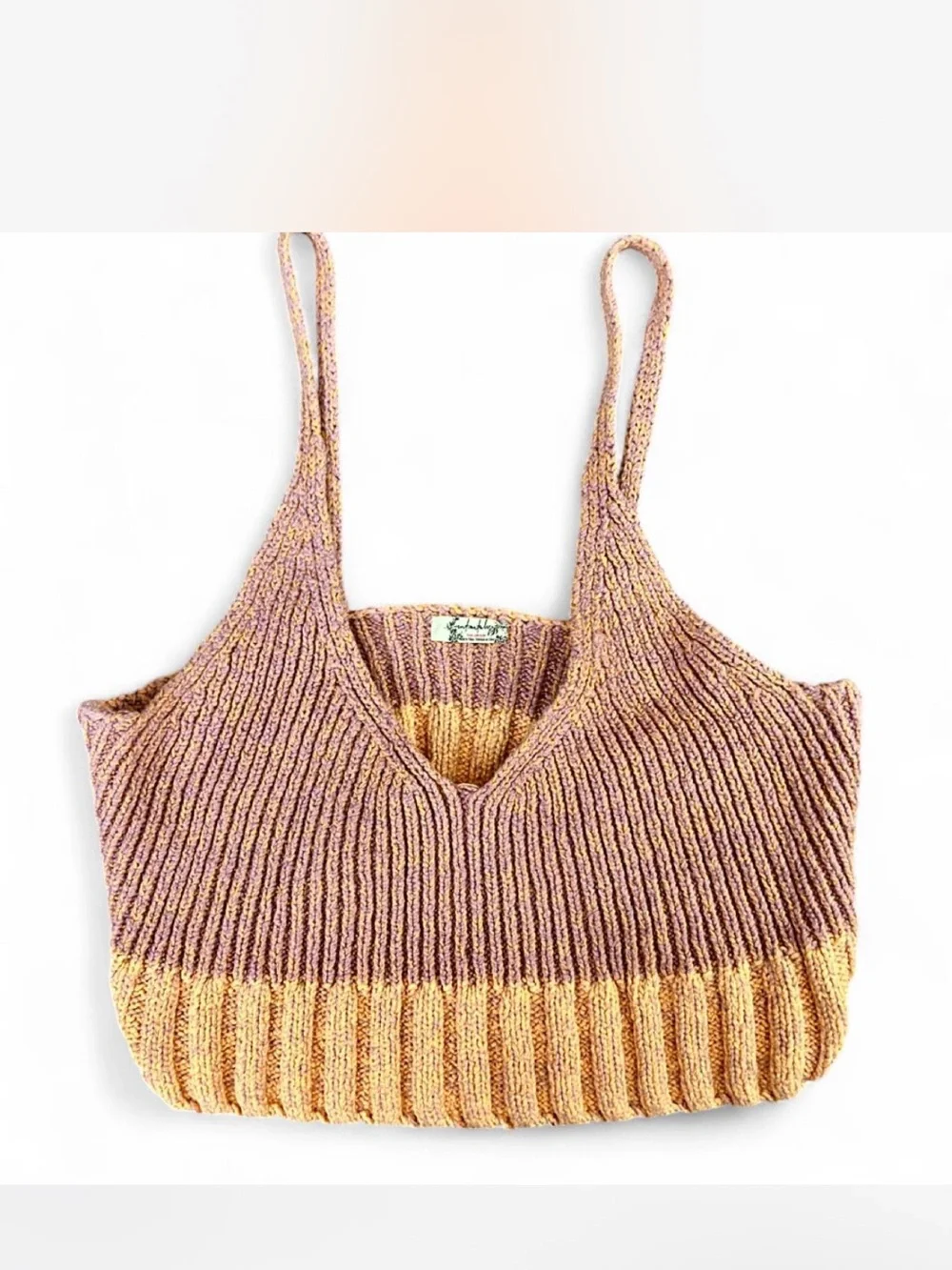 Free People Here All Day Brami - Mauve + Peach - Cropped Tank/Cami - Soft Knit